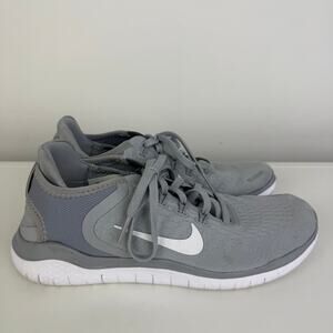 Nike Womens Free RN Lace-Up Logo Training Running Sneaker Grey/White Shoes US 7